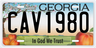 GA license plate CAV1980