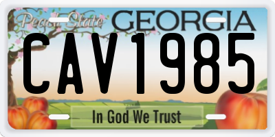 GA license plate CAV1985