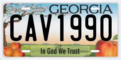 GA license plate CAV1990