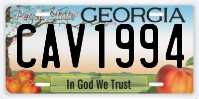 GA license plate CAV1994