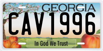 GA license plate CAV1996