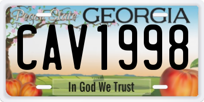 GA license plate CAV1998