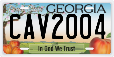 GA license plate CAV2004