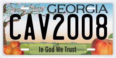 GA license plate CAV2008