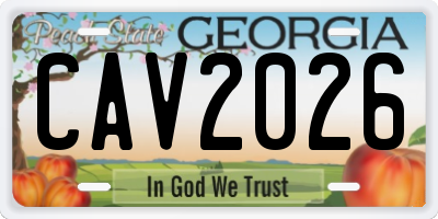 GA license plate CAV2026