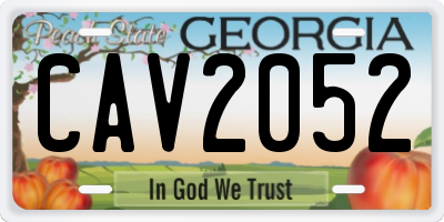GA license plate CAV2052