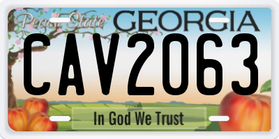 GA license plate CAV2063