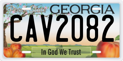 GA license plate CAV2082