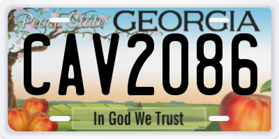 GA license plate CAV2086
