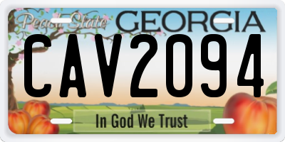 GA license plate CAV2094