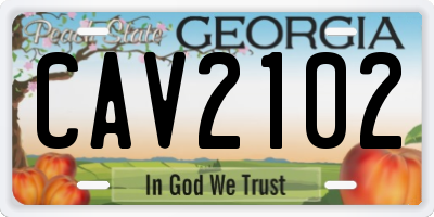 GA license plate CAV2102