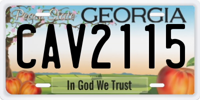 GA license plate CAV2115
