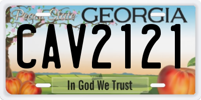 GA license plate CAV2121
