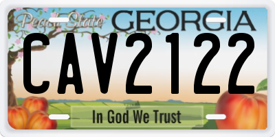 GA license plate CAV2122