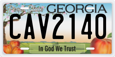 GA license plate CAV2140