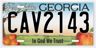 GA license plate CAV2143