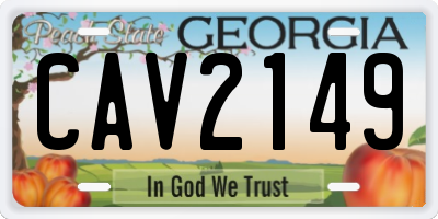 GA license plate CAV2149