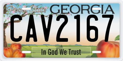 GA license plate CAV2167