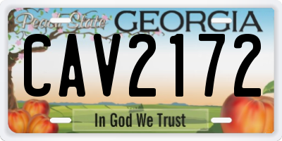GA license plate CAV2172
