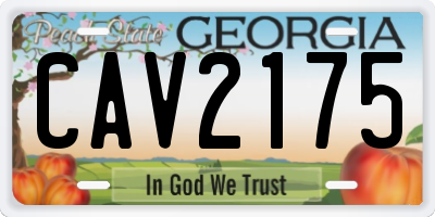 GA license plate CAV2175
