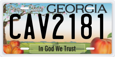 GA license plate CAV2181