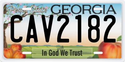 GA license plate CAV2182