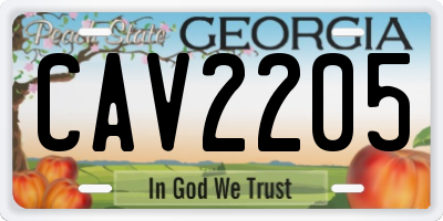GA license plate CAV2205
