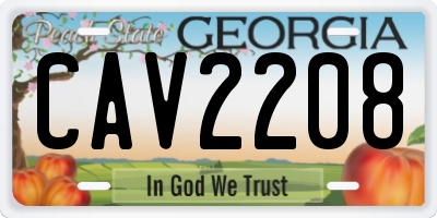 GA license plate CAV2208