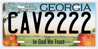 GA license plate CAV2222