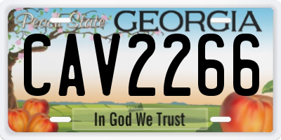 GA license plate CAV2266