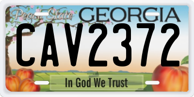 GA license plate CAV2372