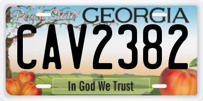 GA license plate CAV2382