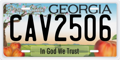 GA license plate CAV2506