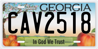 GA license plate CAV2518