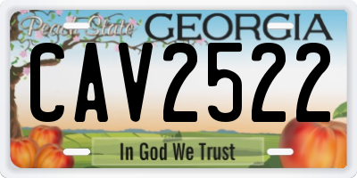 GA license plate CAV2522