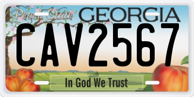 GA license plate CAV2567