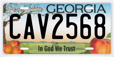 GA license plate CAV2568