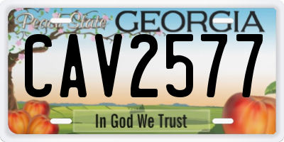 GA license plate CAV2577