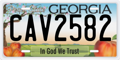 GA license plate CAV2582