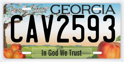 GA license plate CAV2593