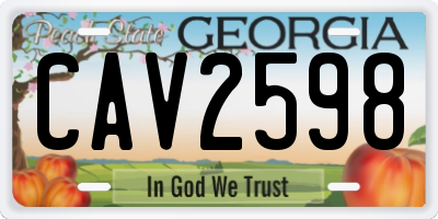 GA license plate CAV2598
