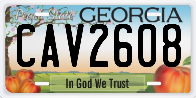 GA license plate CAV2608