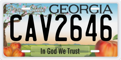 GA license plate CAV2646