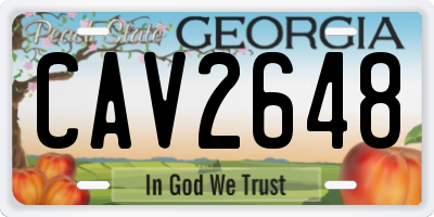 GA license plate CAV2648