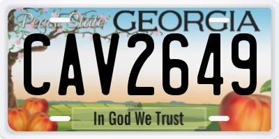 GA license plate CAV2649