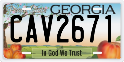 GA license plate CAV2671