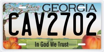 GA license plate CAV2702