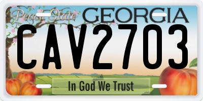 GA license plate CAV2703