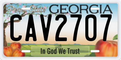GA license plate CAV2707