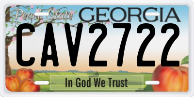 GA license plate CAV2722